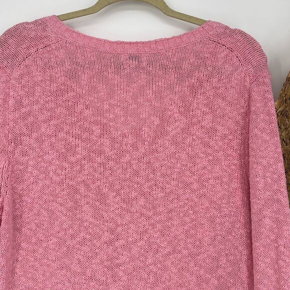 J. Crew V-neck slub cotton textured sweater pullover Soft pink Large - Picture 6 of 12